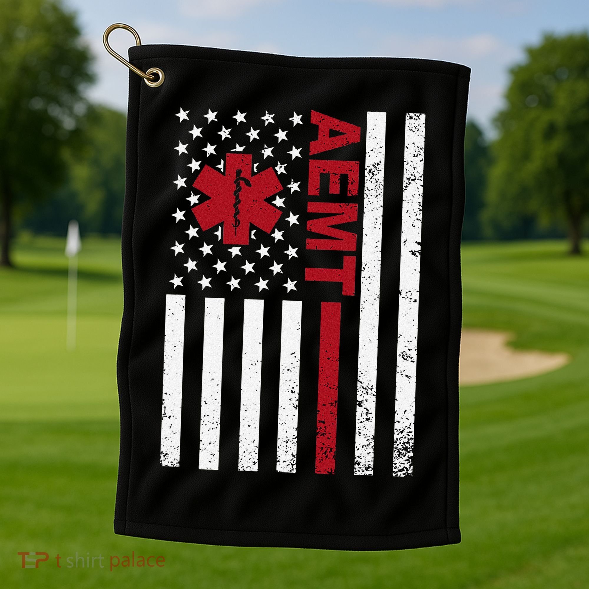 Aemt Advanced Emergency Medical Technician Usa Flag Golf Towel