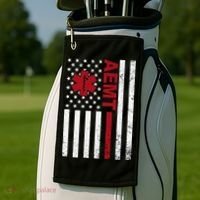 Aemt Advanced Emergency Medical Technician Usa Flag Golf Towel thumb 2