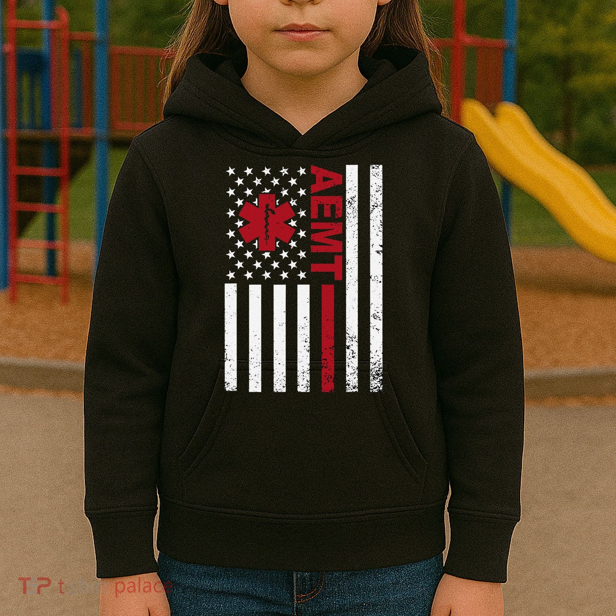 Aemt Advanced Emergency Medical Technician Usa Flag Kids Hoodie