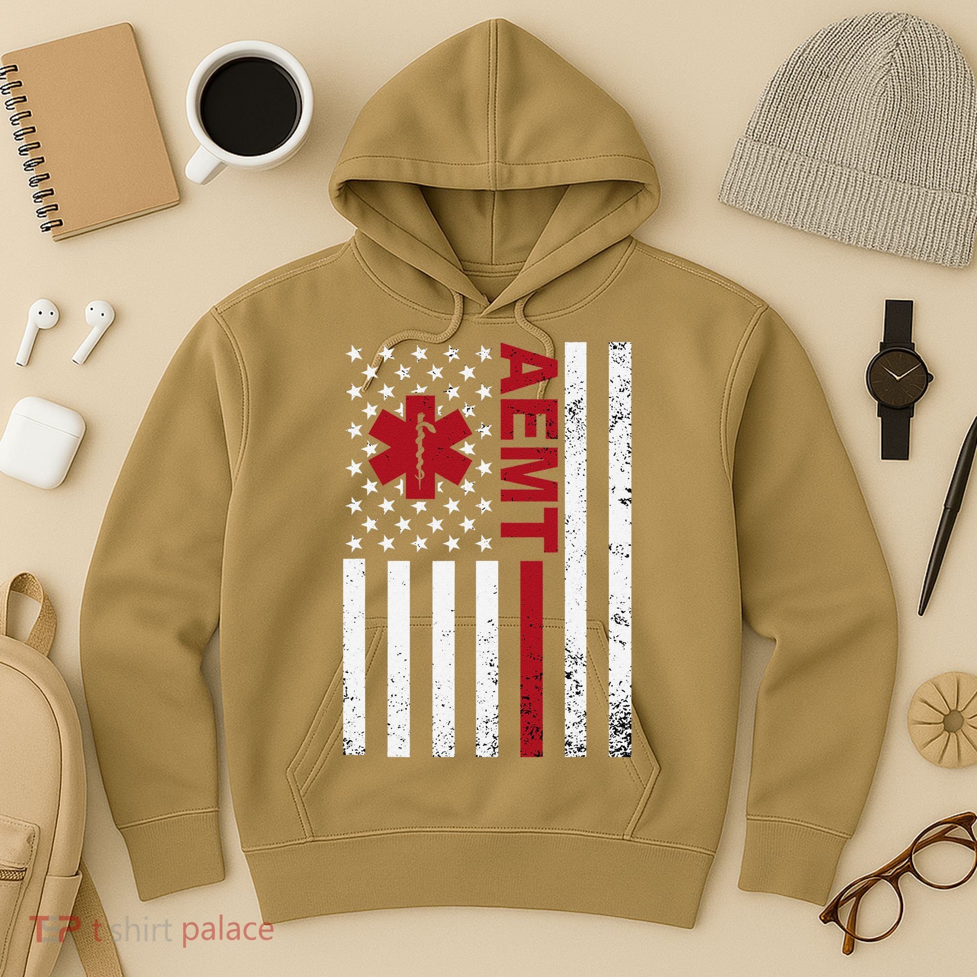 Aemt Advanced Emergency Medical Technician Usa Flag Hoodie