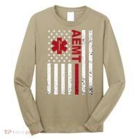 Aemt Advanced Emergency Medical Technician Usa Flag Long Sleeve Shirt thumb 0