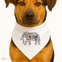 Autism Awareness Elephant Pride USA-Made Doggie Bandana thumb 1