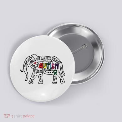 Autism Awareness Elephant Pride Button