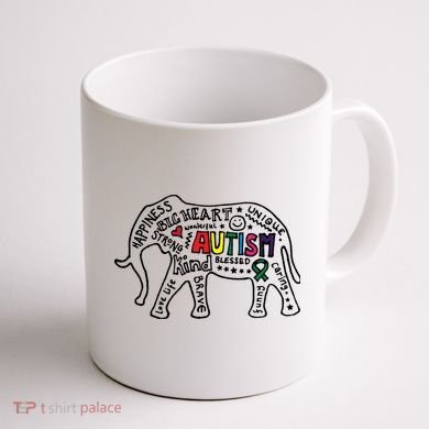 Autism Awareness Elephant Pride Coffee Mug back