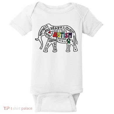 Autism Awareness Elephant Pride Baby Bodysuit