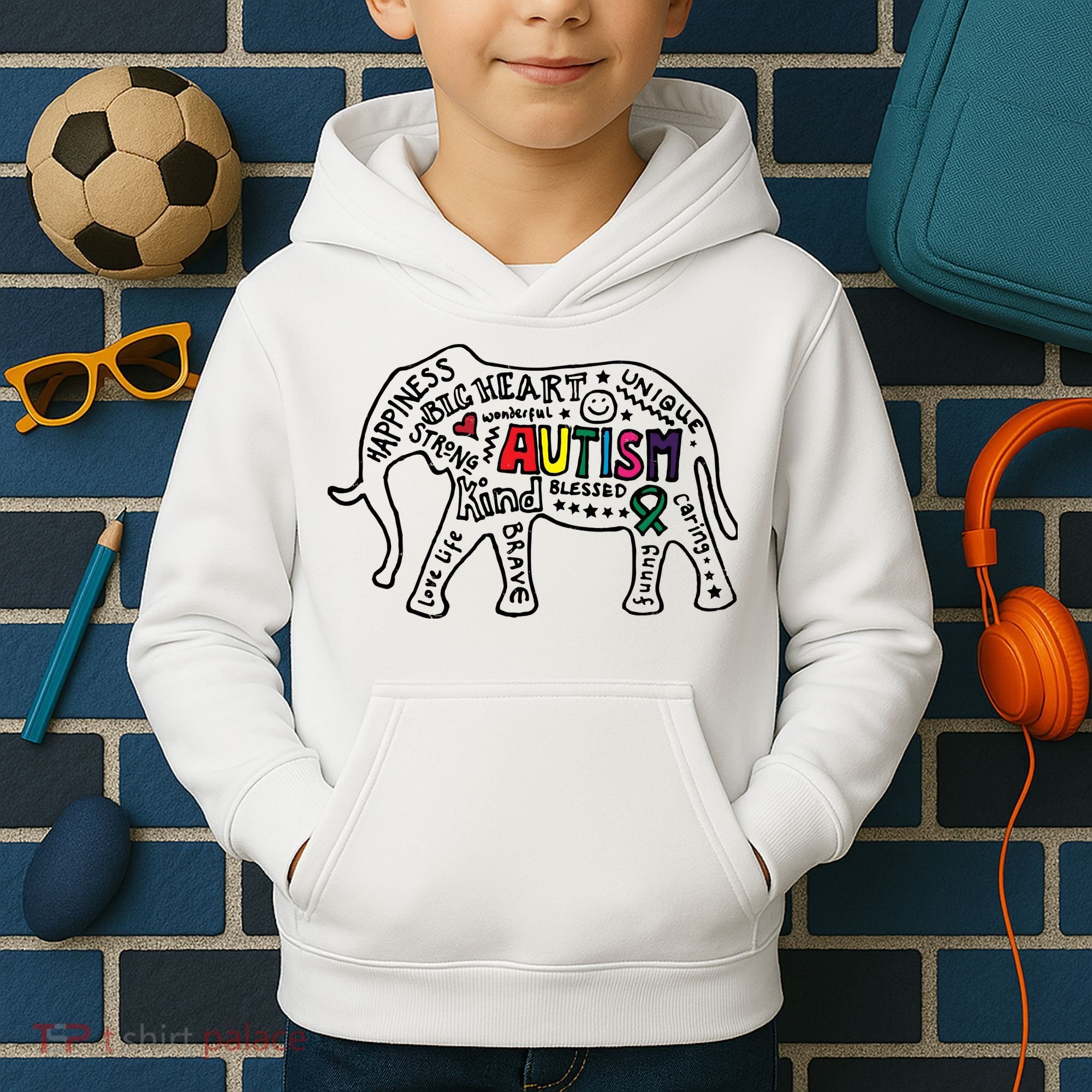 Autism Awareness Elephant Pride Kids Hoodie