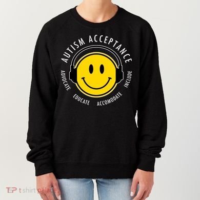 Autism Acceptance Educate Smiley Headphone Women's Sweatshirt
