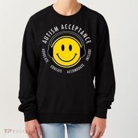 Autism Acceptance Educate Smiley Headphone Women's Sweatshirt thumb 0