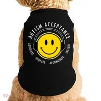 Autism Acceptance Educate Smiley Headphone Doggie Tank thumb 0