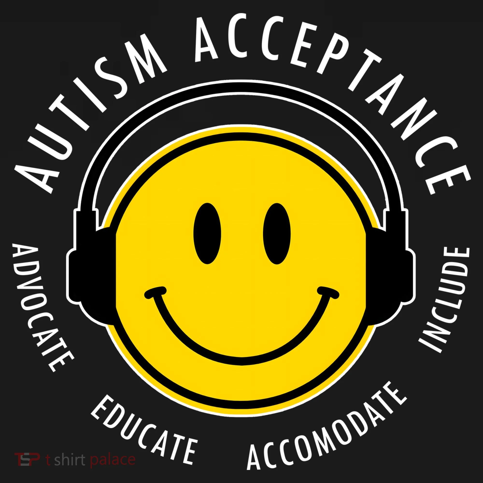 Autism Acceptance Educate Smiley Headphone Doggie Tank