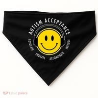 Autism Acceptance Educate Smiley Headphone USA-Made Doggie Bandana thumb 0