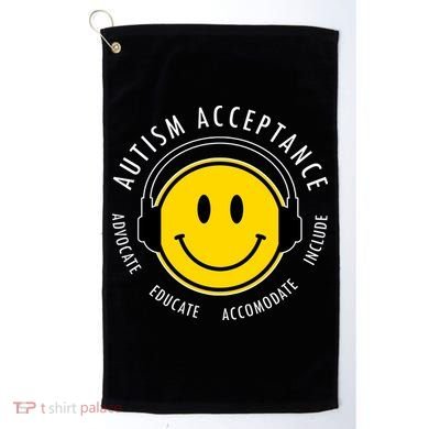 Autism Acceptance Educate Smiley Headphone Golf Towel