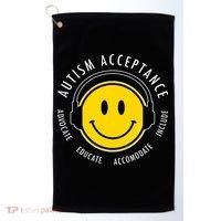 Autism Acceptance Educate Smiley Headphone Golf Towel thumb 0