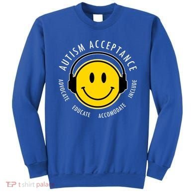Autism Acceptance Educate Smiley Headphone Sweatshirt