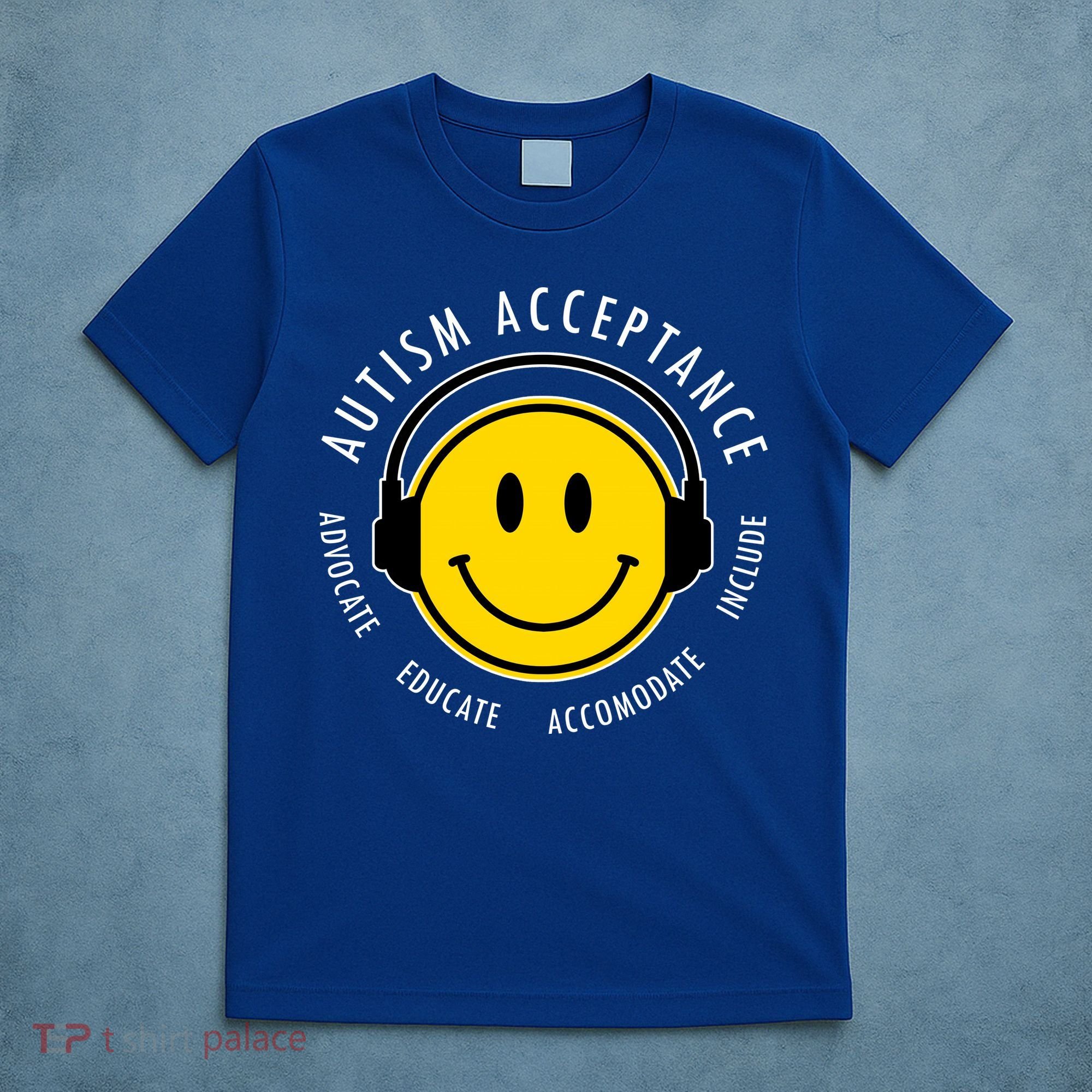 Autism Acceptance Educate Smiley Headphone T-Shirt