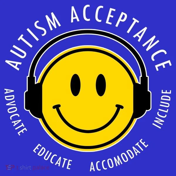 Autism Acceptance Educate Smiley Headphone T-Shirt