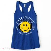 Autism Acceptance Educate Smiley Headphone Women's Tank Top thumb 0