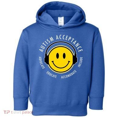 Autism Acceptance Educate Smiley Headphone Toddler Hoodie