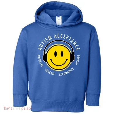 Autism Acceptance Educate Smiley Headphone Toddler Hoodie