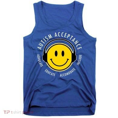Autism Acceptance Educate Smiley Headphone Tank Top