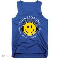 Autism Acceptance Educate Smiley Headphone Tank Top thumb 0