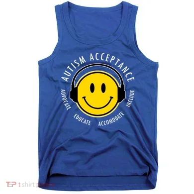 Autism Acceptance Educate Smiley Headphone Tank Top