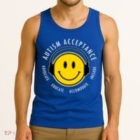 Autism Acceptance Educate Smiley Headphone Tank Top thumb 3