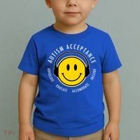 Autism Acceptance Educate Smiley Headphone Toddler T-Shirt thumb 2