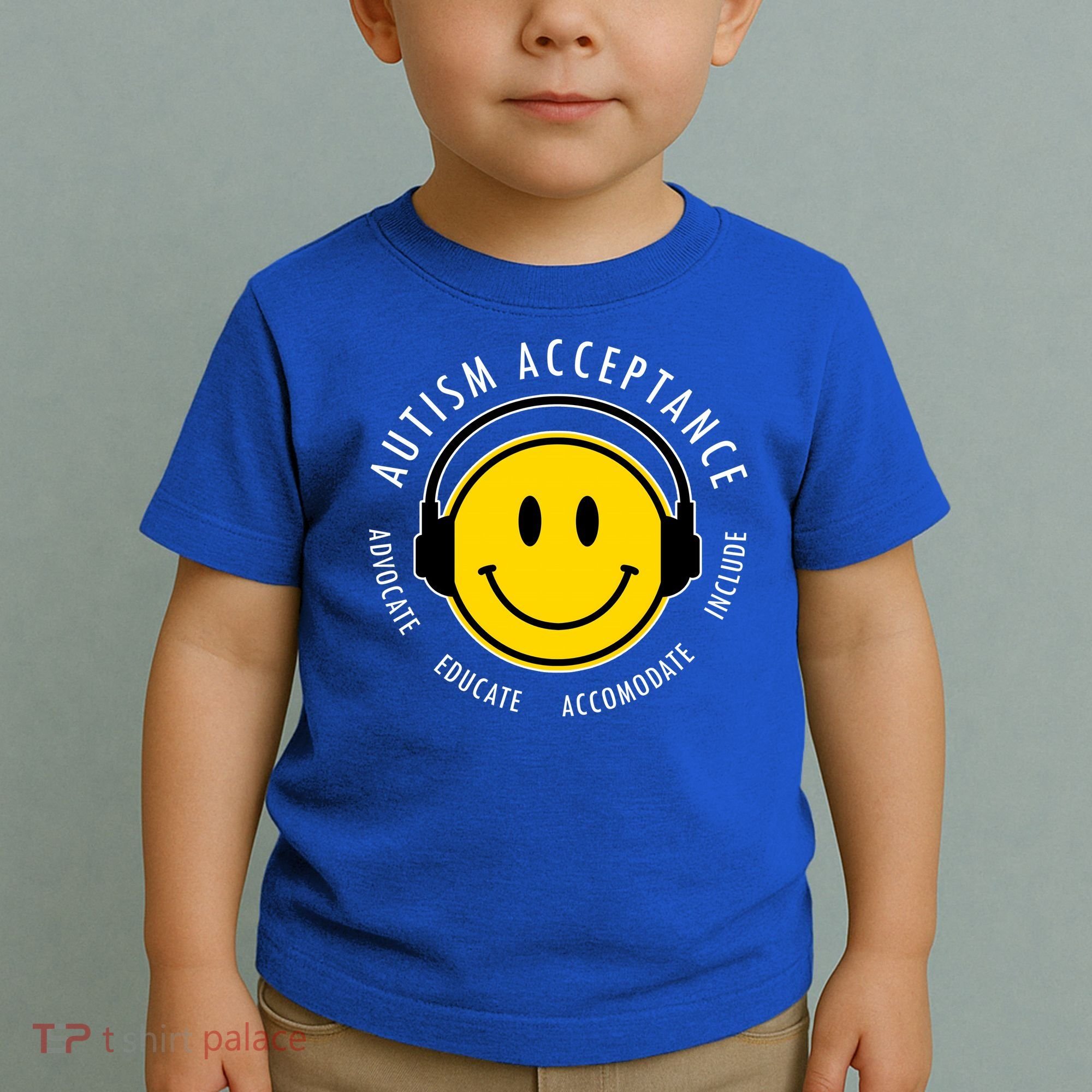 Autism Acceptance Educate Smiley Headphone Toddler T-Shirt