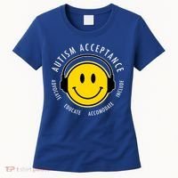Autism Acceptance Educate Smiley Headphone Women's T-Shirt thumb 0
