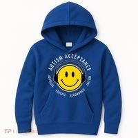 Autism Acceptance Educate Smiley Headphone Kids Hoodie thumb 0