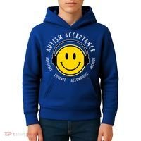Autism Acceptance Educate Smiley Headphone Kids Hoodie thumb 4