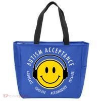 Autism Acceptance Educate Smiley Headphone Tote Bag thumb 0