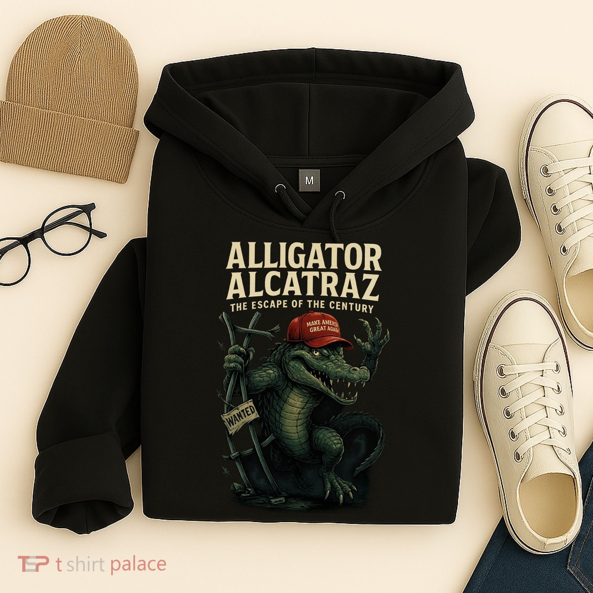 Alligator Alcatraz Escape Warning MAGA Hoodie