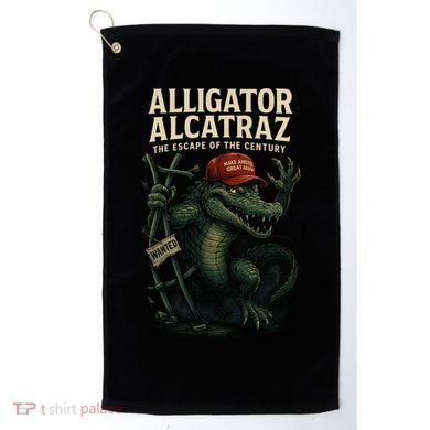 Alligator Alcatraz Escape Warning MAGA Golf Towel