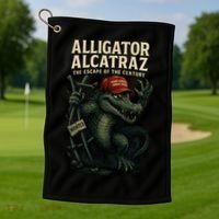 Alligator Alcatraz Escape Warning MAGA Golf Towel thumb 1