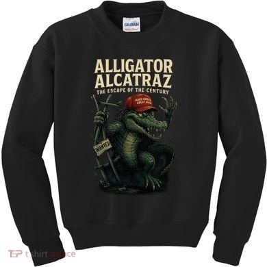 Alligator Alcatraz Escape Warning MAGA Kids Sweatshirt