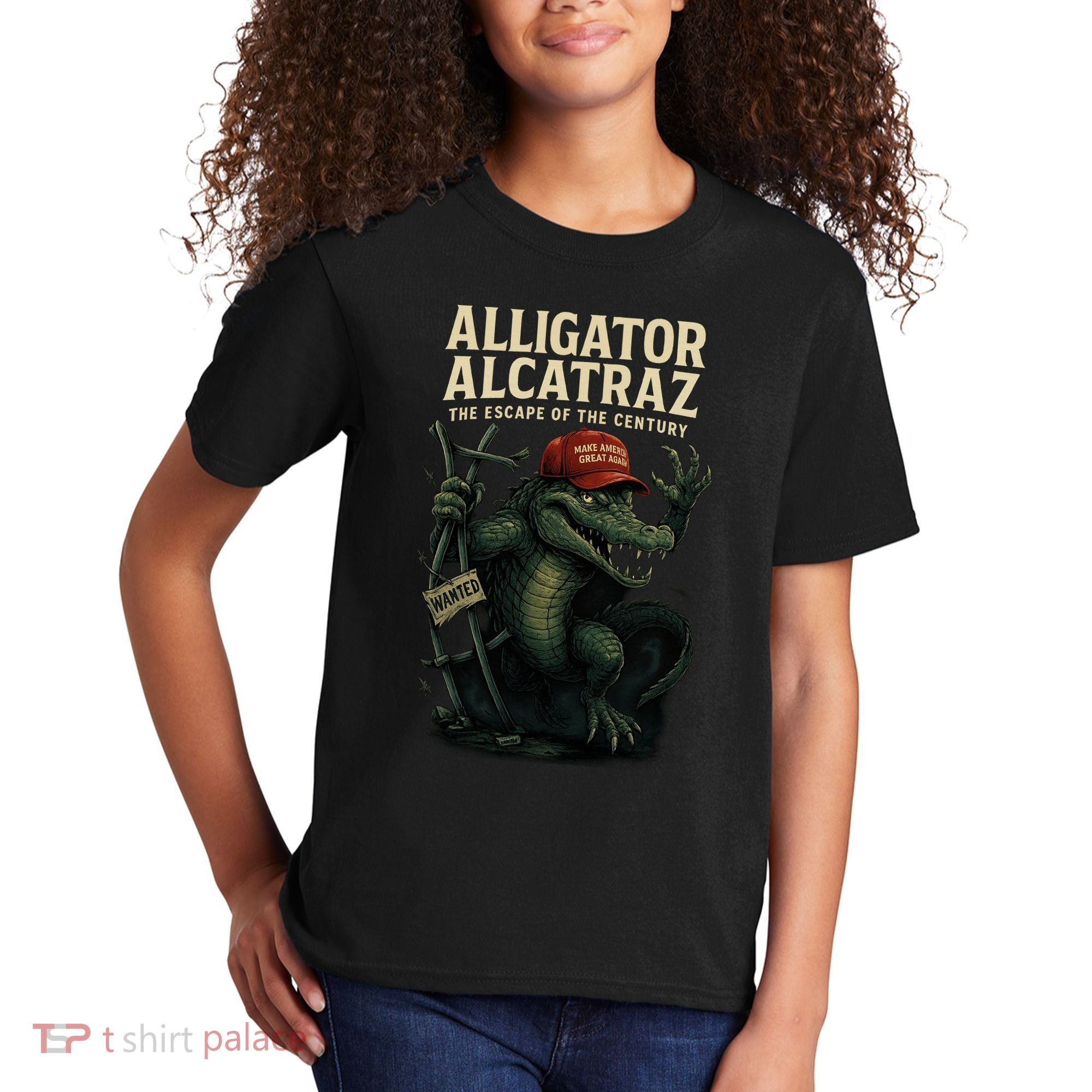 Alligator Alcatraz Escape Warning MAGA Kids T-Shirt