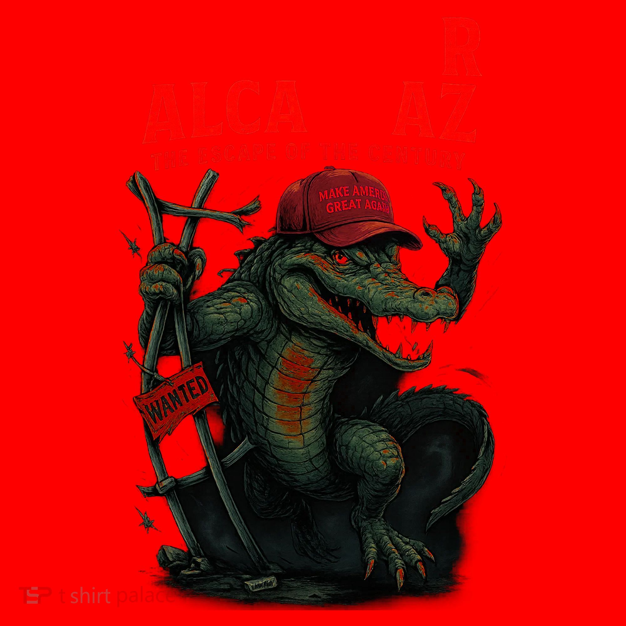 Alligator Alcatraz Escape Warning MAGA Santa Hat