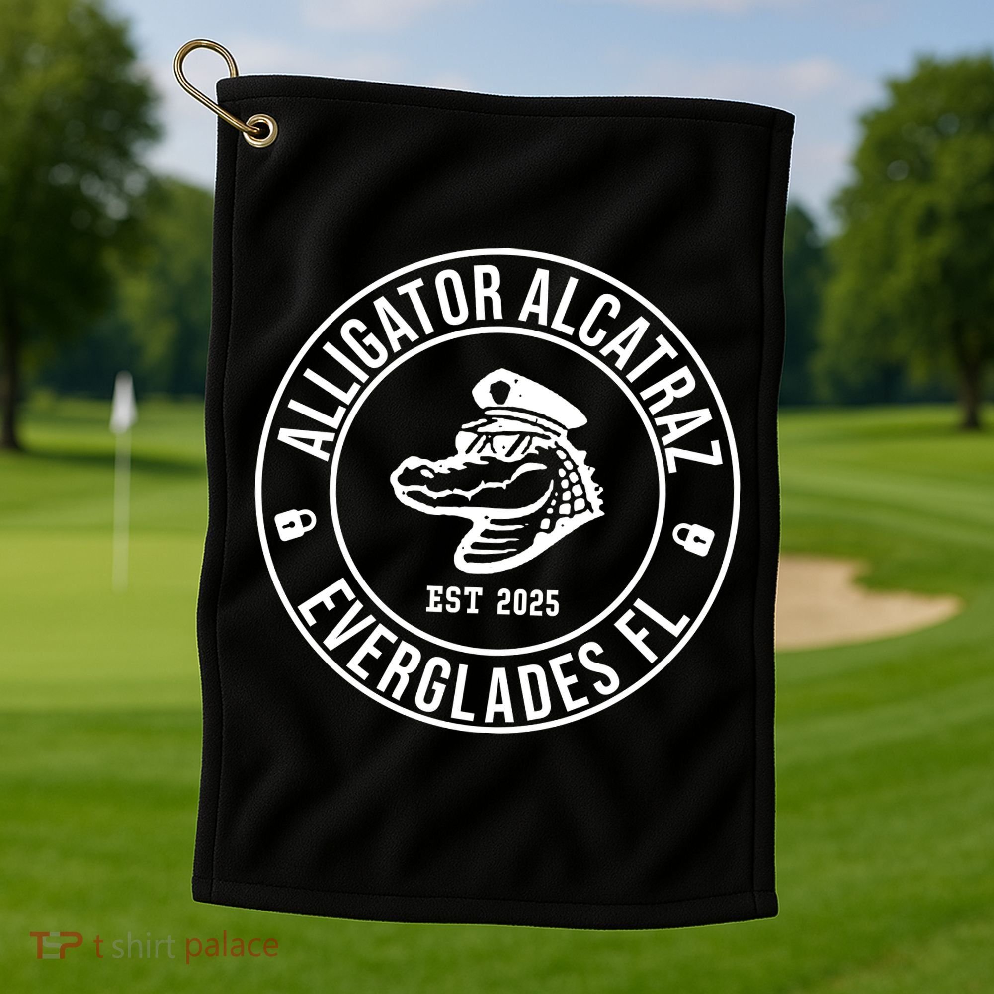 Alligator Alcatraz Everglades Florida Est 2025 Golf Towel