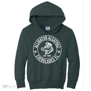 Alligator Alcatraz Everglades Florida Est 2025 Kids Hoodie