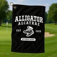 Alligator Alcatraz Everglades Est 2025 Golf Towel thumb 1