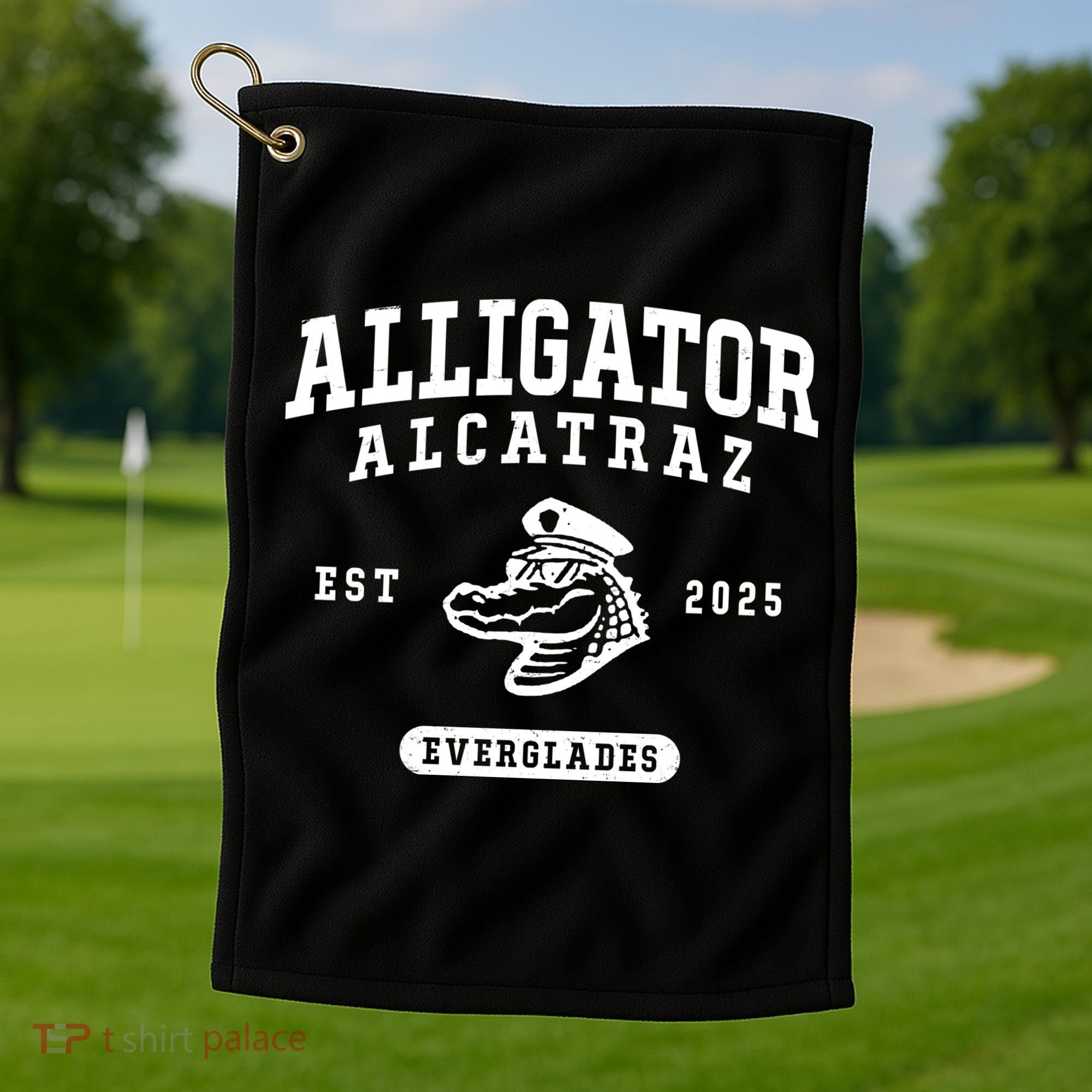 Alligator Alcatraz Everglades Est 2025 Golf Towel