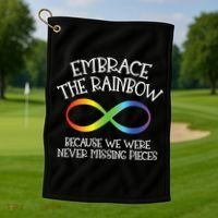 Autism Awareness Embrace The Rainbow Infinity Anti Puzzle Gift Golf Towel thumb 1