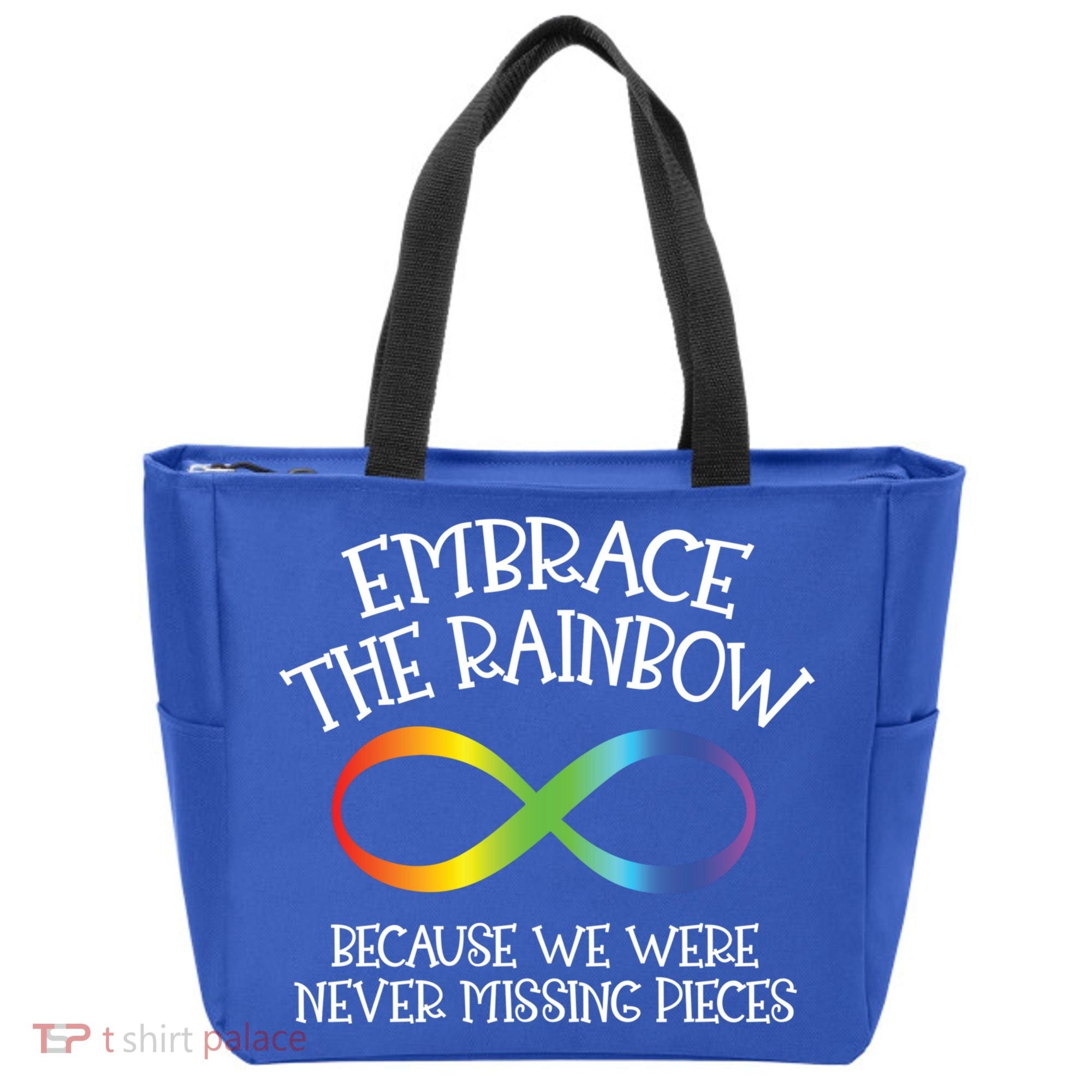 Autism Awareness Embrace The Rainbow Infinity Anti Puzzle Gift Tote Bag