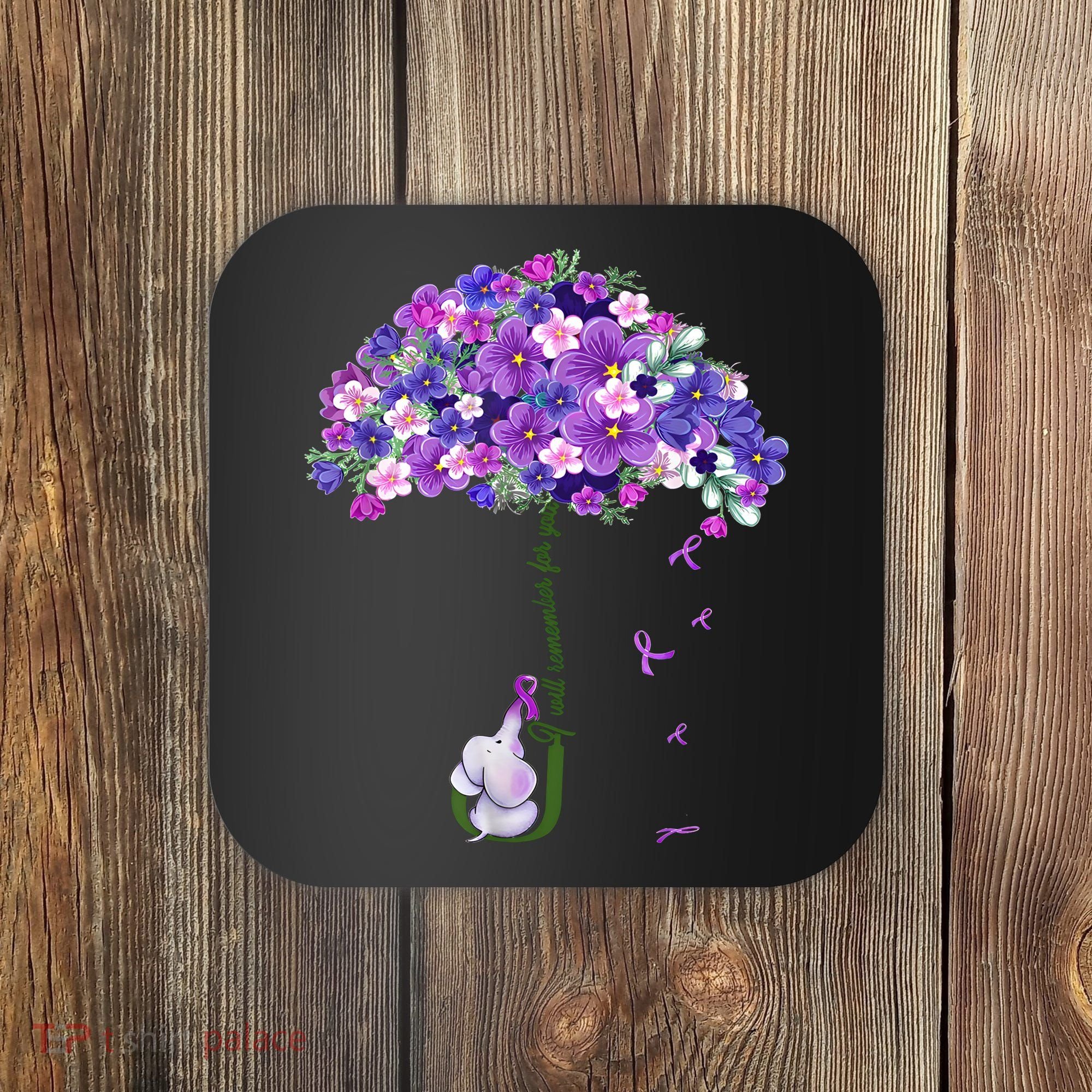 Alzheimer Awareness Elephant I Will Remember For You Supporter Alzheimer Coaster