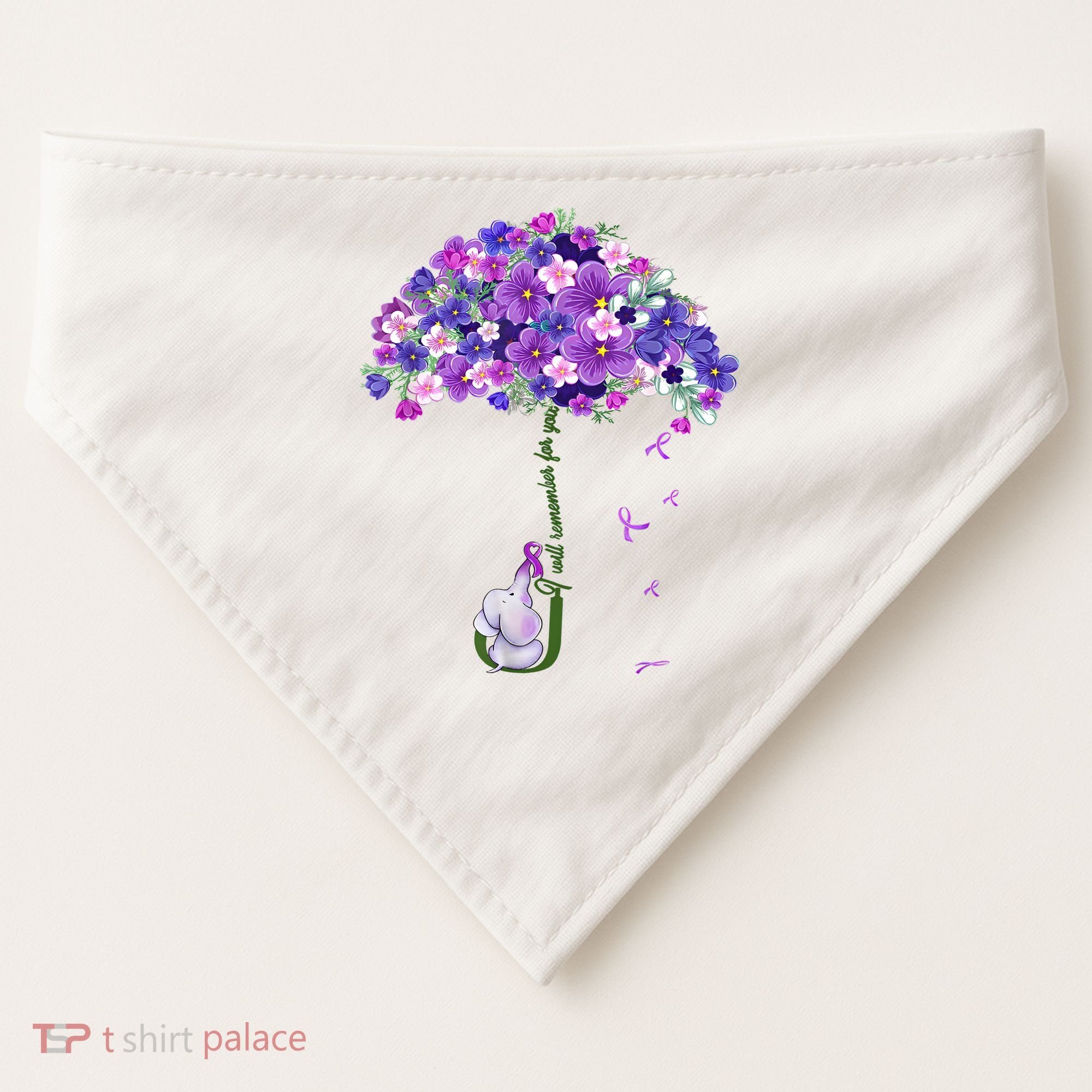 Alzheimer Awareness Elephant I Will Remember For You Supporter Alzheimer USA-Made Doggie Bandana