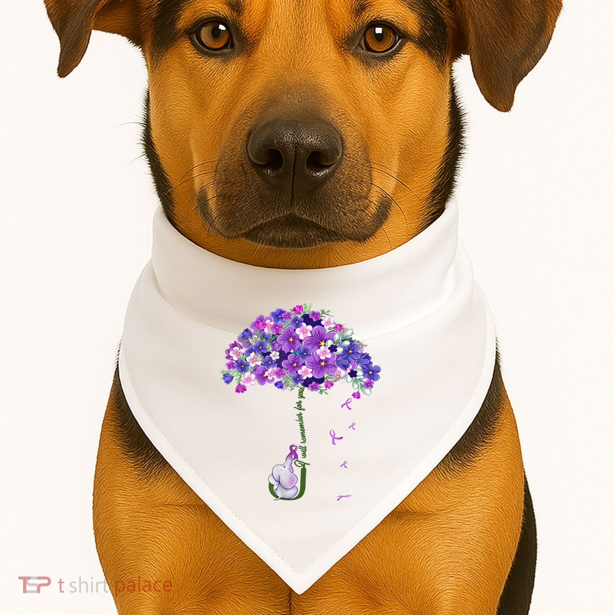 Alzheimer Awareness Elephant I Will Remember For You Supporter Alzheimer USA-Made Doggie Bandana
