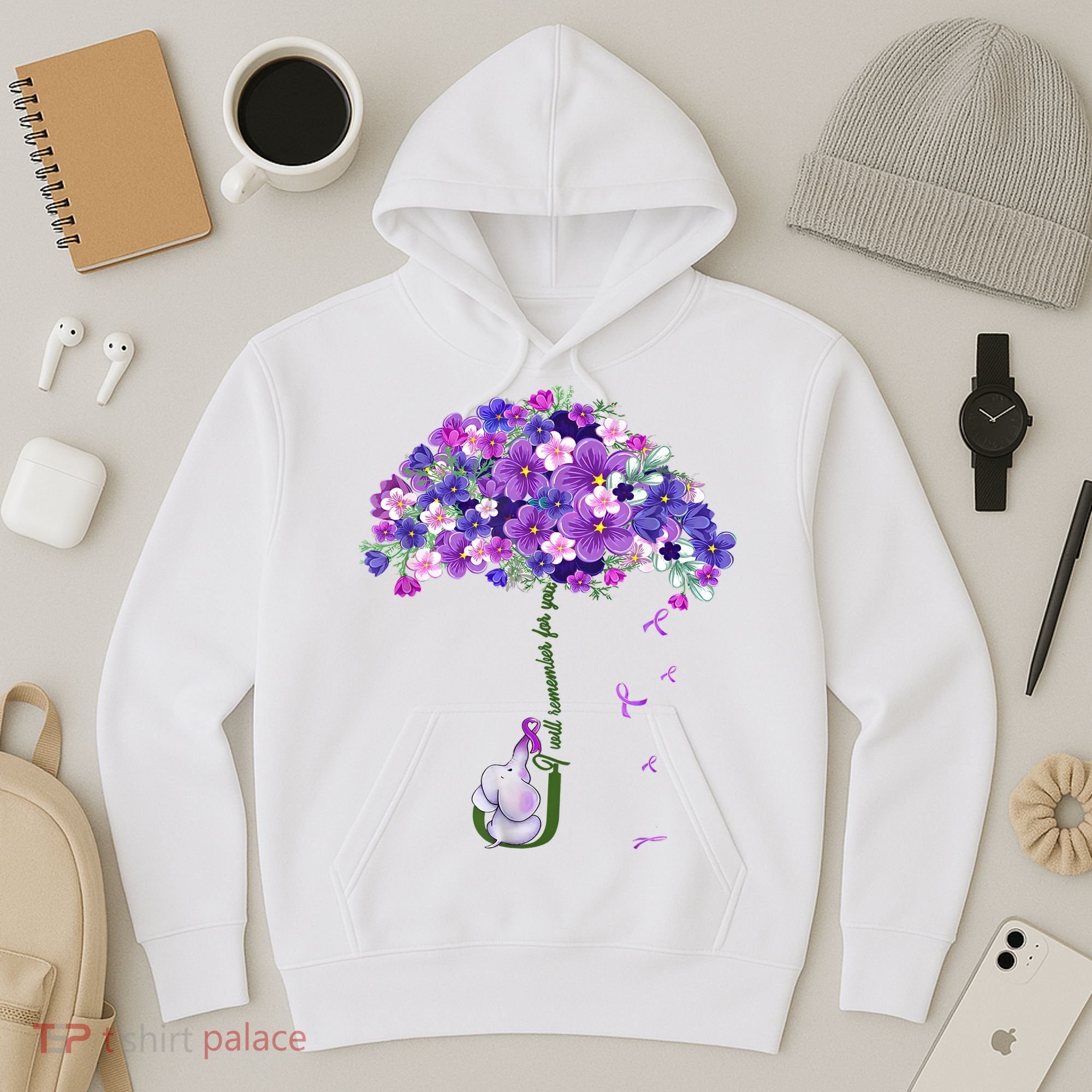 Alzheimer Awareness Elephant I Will Remember For You Supporter Alzheimer Hoodie