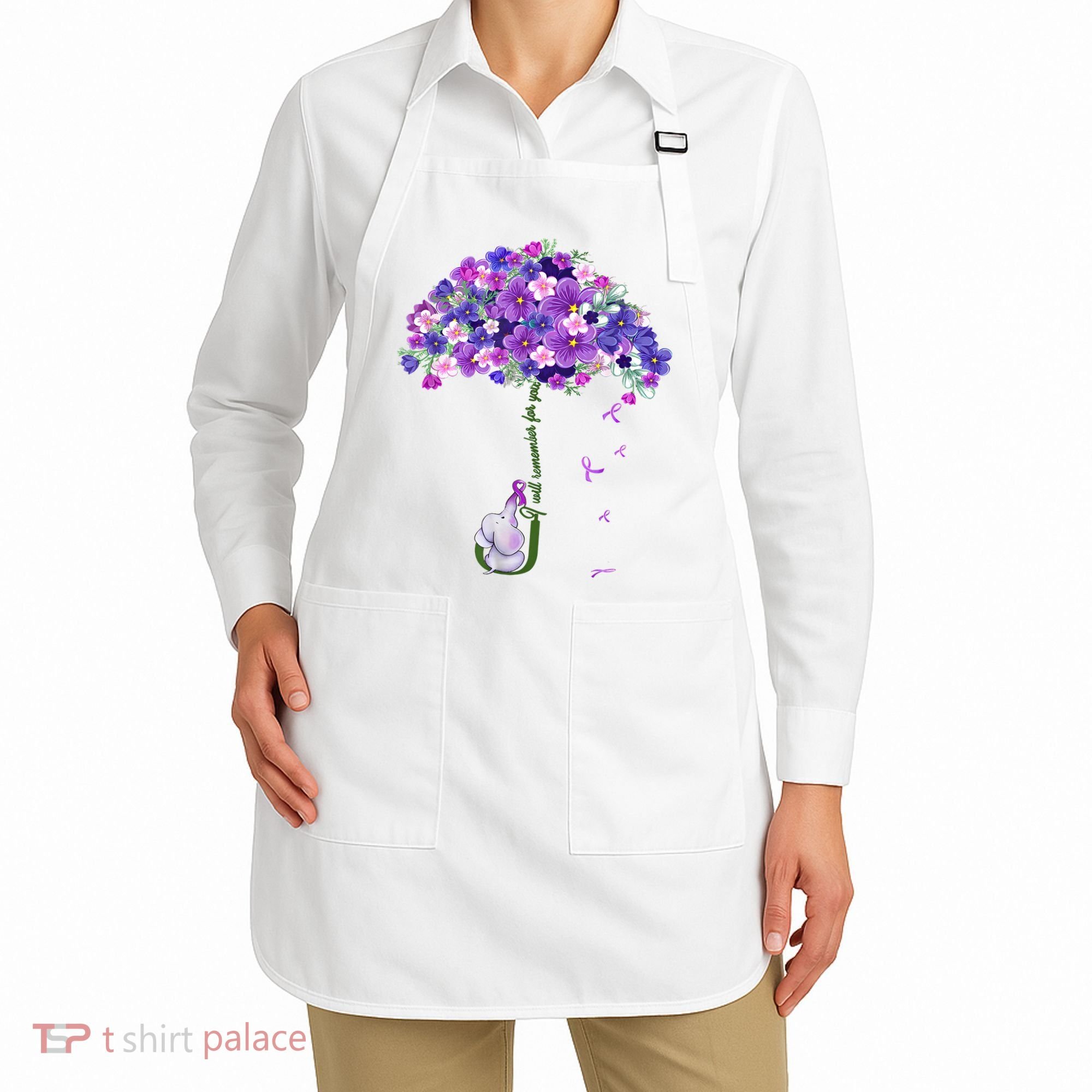 Alzheimer Awareness Elephant I Will Remember For You Supporter Alzheimer Apron